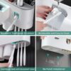 Toothpaste dispenser with toothbrush holder