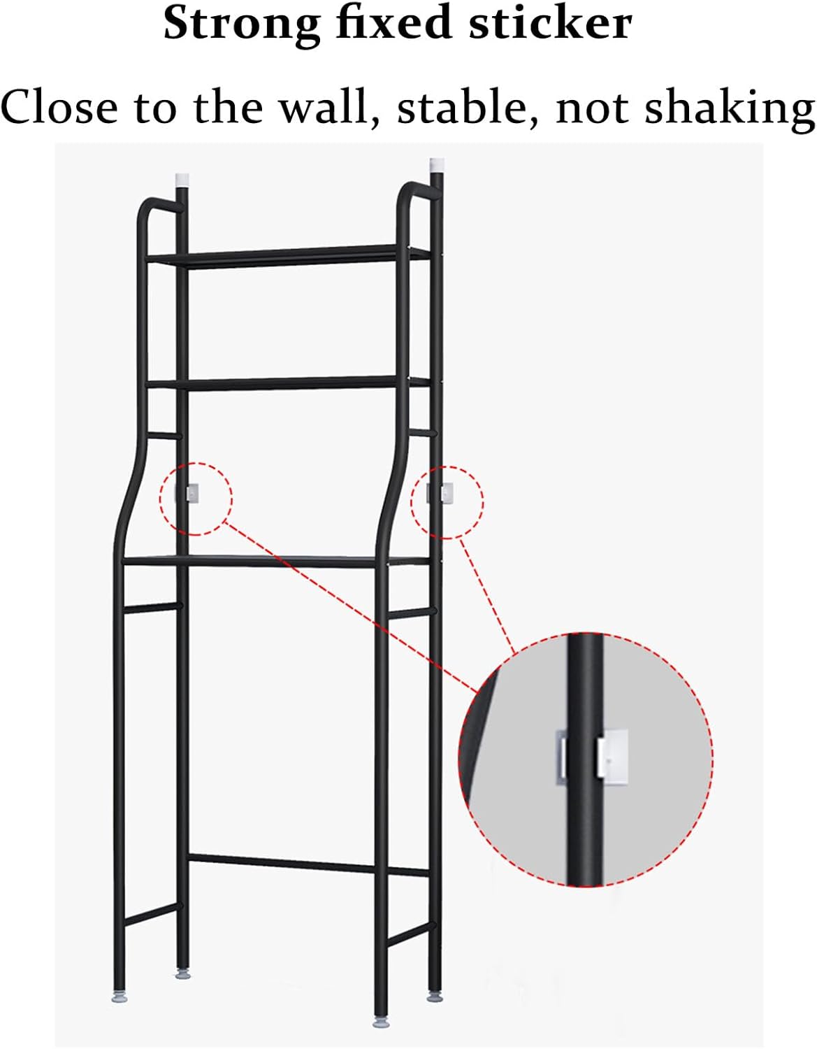 Strong fixed sticker at the top of the rack keeps it close to the wall, stable and not shaking